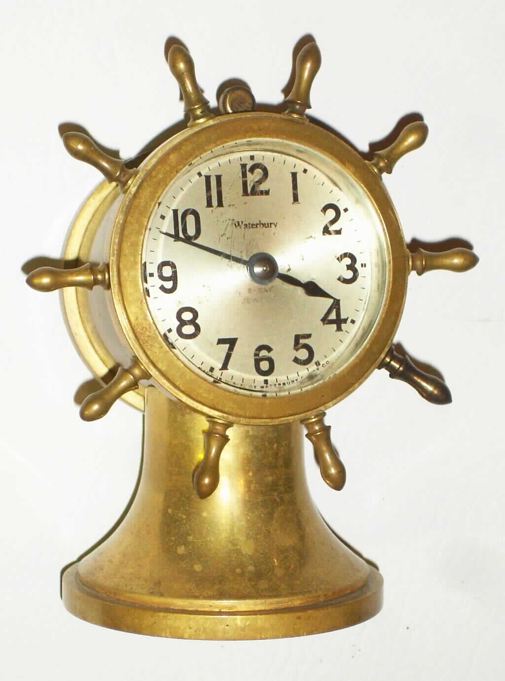 Waterbury Clock Co., Waterbury, Conn., "Ensign" 8 day brass ship's time piece, c1929 — Antique Clocks Price Guide