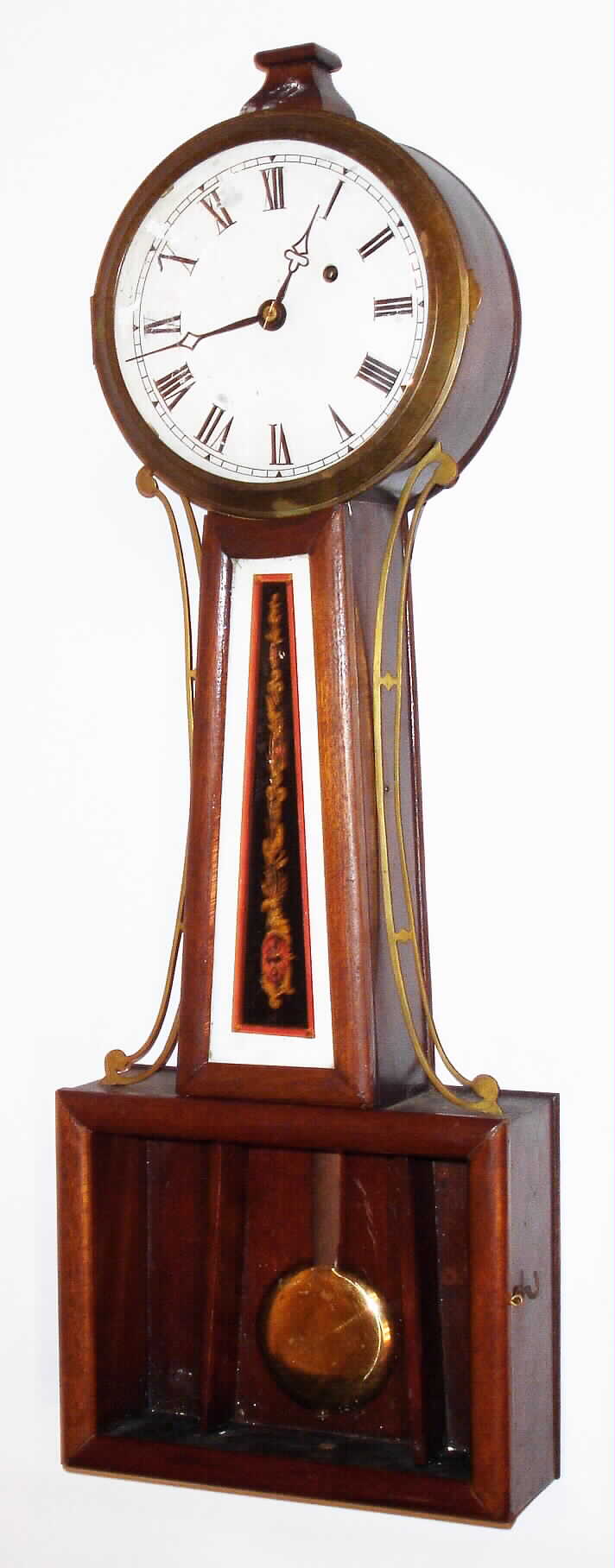 Chelsea Clock Co., Boston, Mass., 8 day, weight banjo or Patent wall time piece, serial no 7931, c1903. — Antique Clocks Price Guide