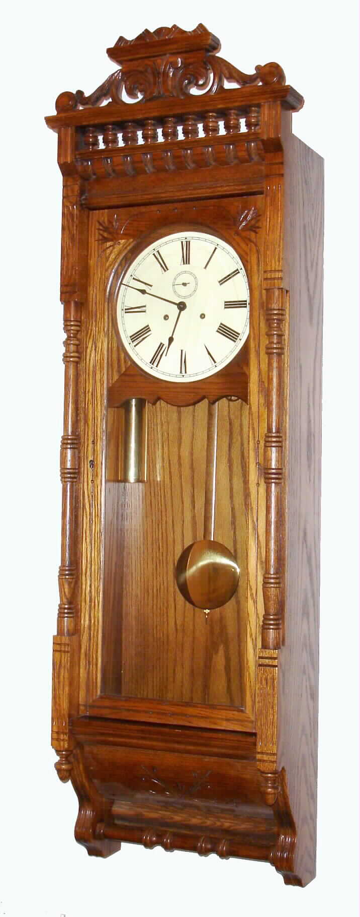 Henry Ford Museum reproduction of the "Santa Fe", originally produced by the Ansonia Clock Co., 8 day, time and strike, weight movement, c1981 — Antique Clocks Price Guide
