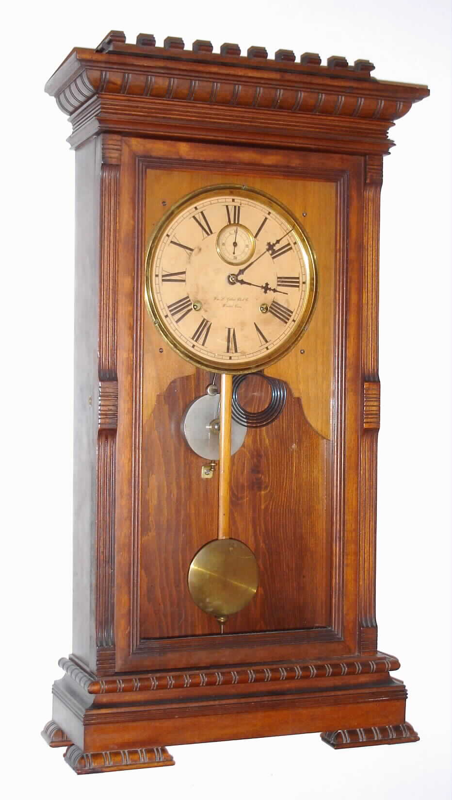 William L. Gilbert Clock Co., "Latona", 8 day, time and strike, spring shelf clock. This is a spring model. It was also available as a weight driven time side with spring strike, c1885 — Antique Clocks Price Guide