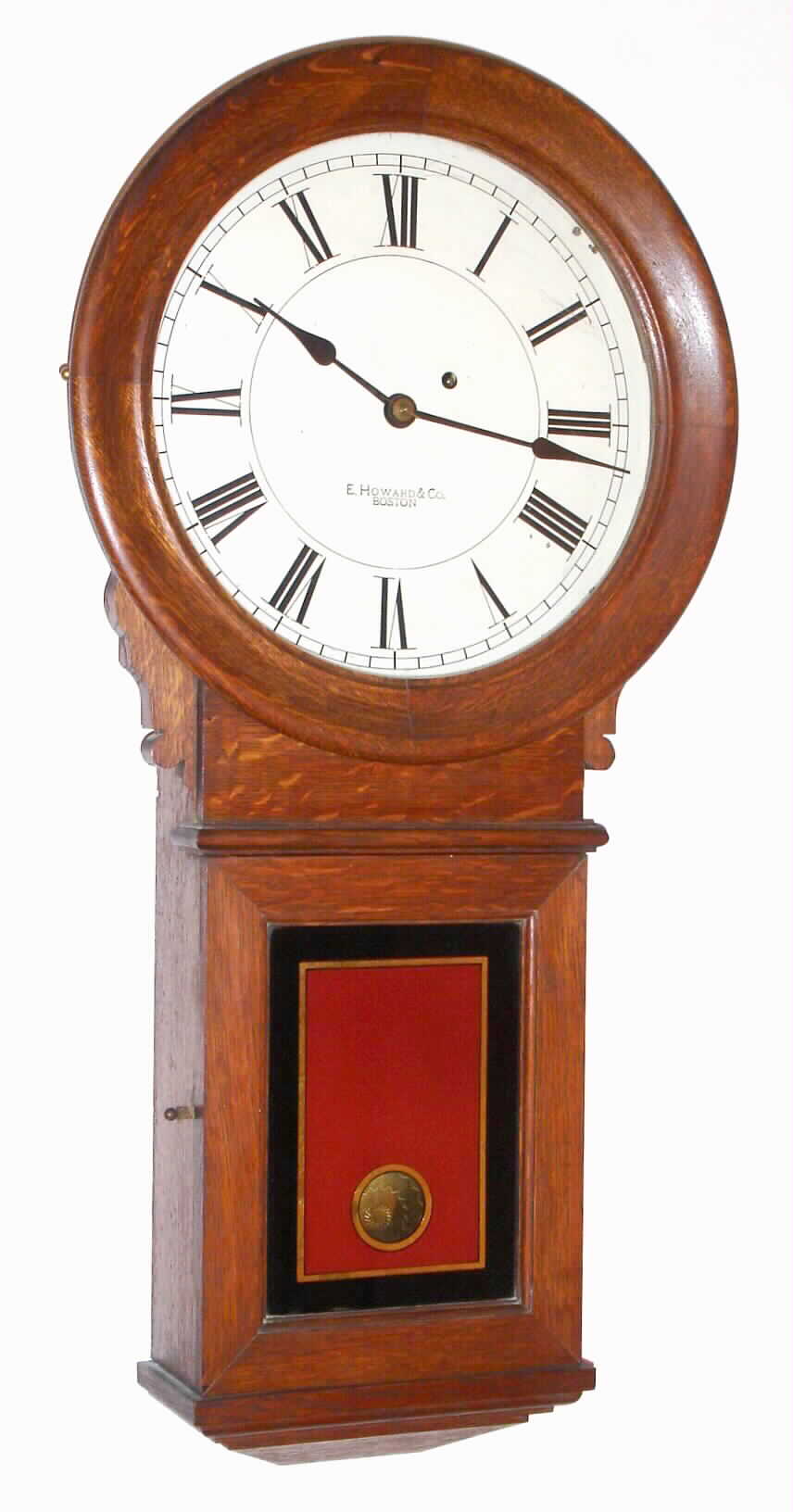 E. Howard and Co., Boston, Mass., "Regulator No. 70", 8 day oak case weight driven wall time piece, c1920. — Antique Clocks Price Guide