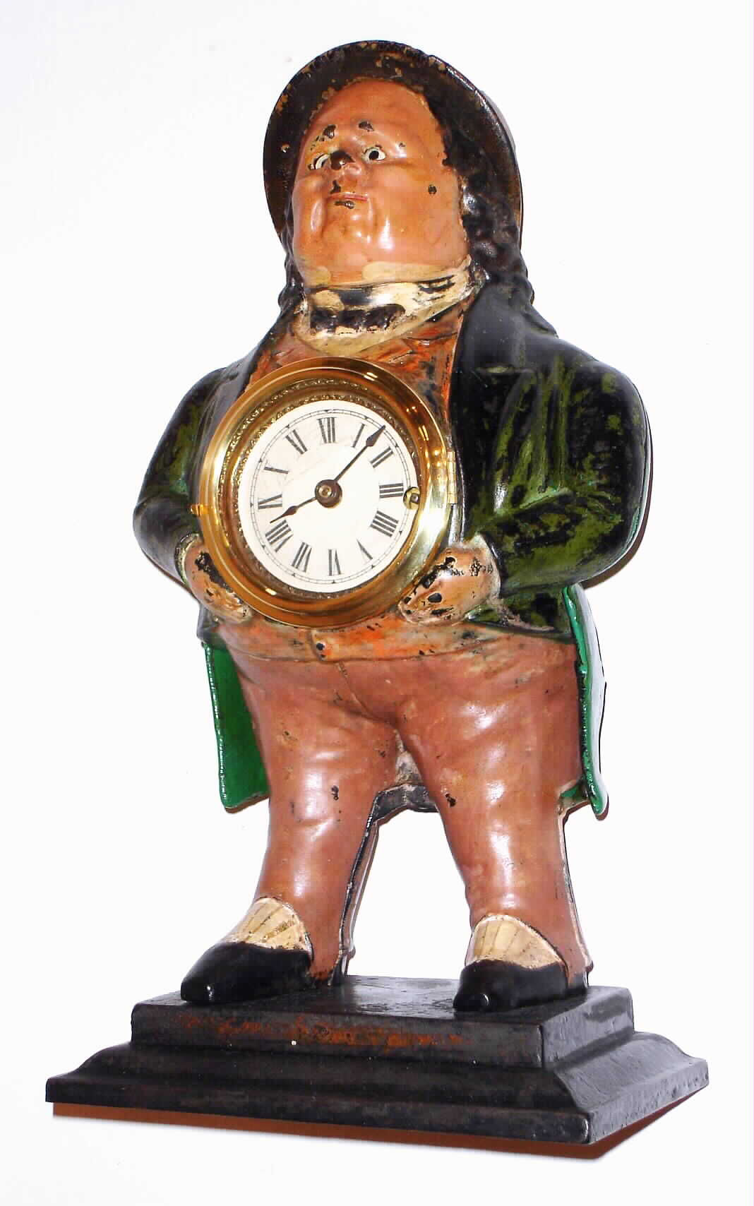 Bradley and Hubbard, "John Bull", 30 hour spring driven blinking eye novelty time piece, c1860. — Antique Clocks Price Guide