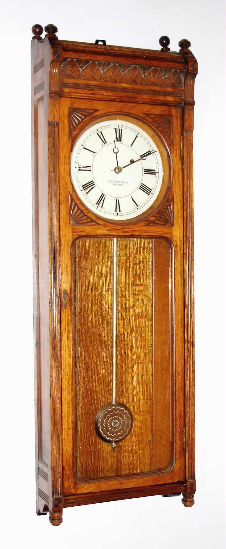 E. Howard and Co., Boston, Mass., "Regulator No. 58", 8 day oak case wall time piece, c1900. — Antique Clocks Price Guide