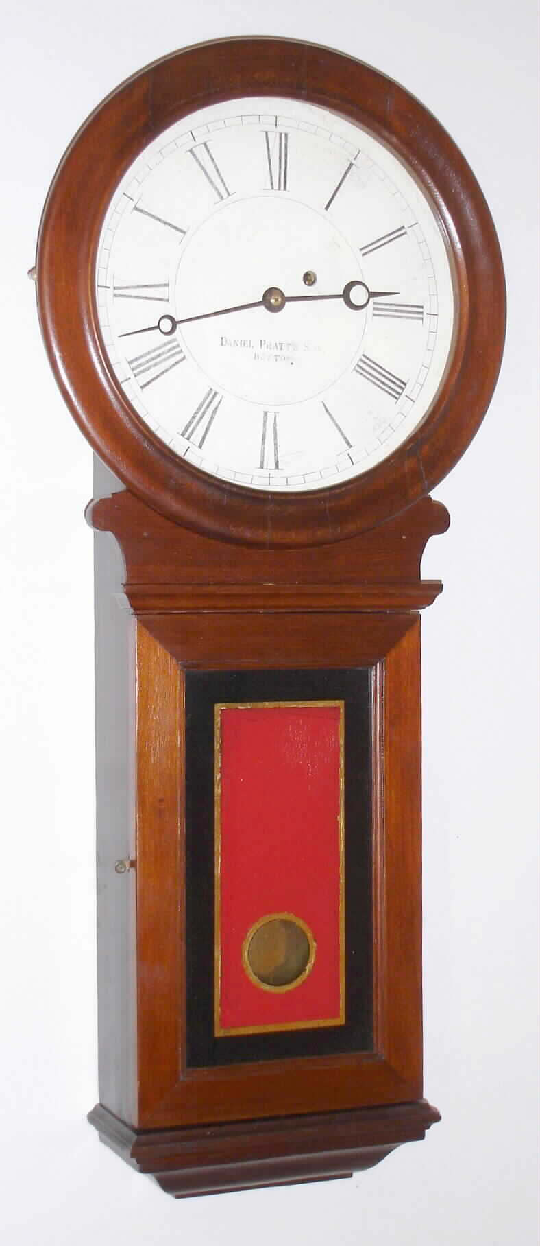 Boston Clock Co., 8 day regulator time piece retailed by Daniel Pratt's Son, Boston, c1890. — Antique Clocks Price Guide