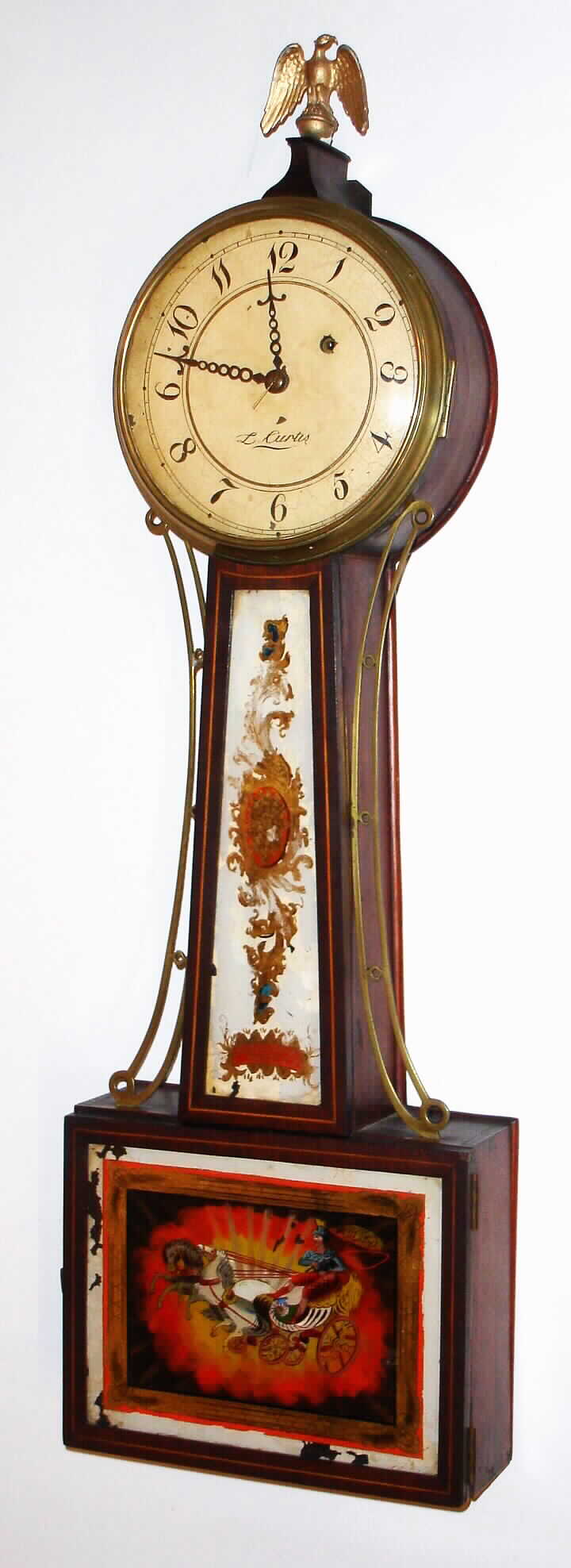 Lemuel Curtis (?), Concord, Mass., 8 day banjo or Patent time piece, c1815 — Antique Clocks Price Guide