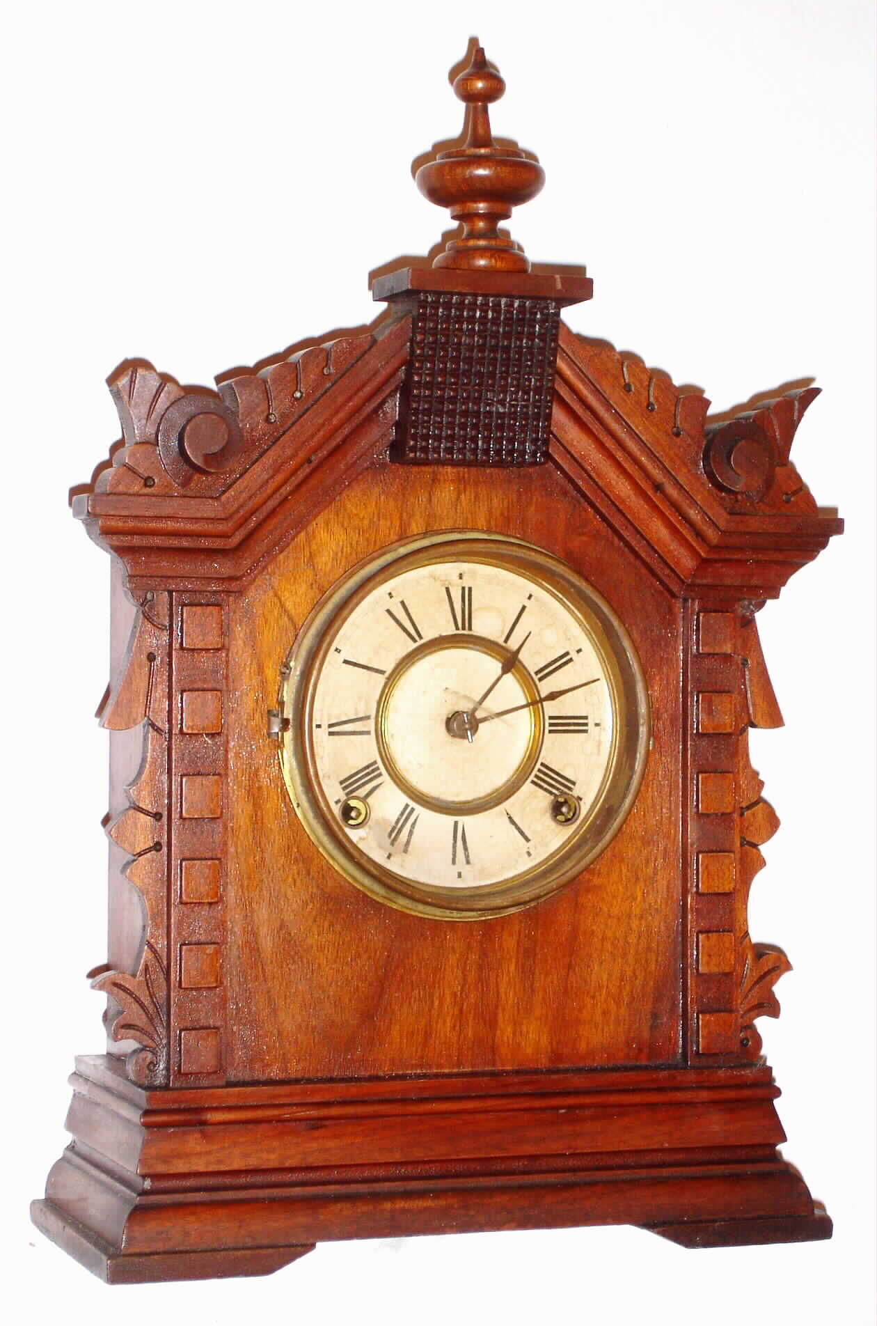 Ansonia Clock Co., New York, "Toronto" mahogany 8 day, time and strike cabinet clock, c1894 — Antique Clocks Price Guide