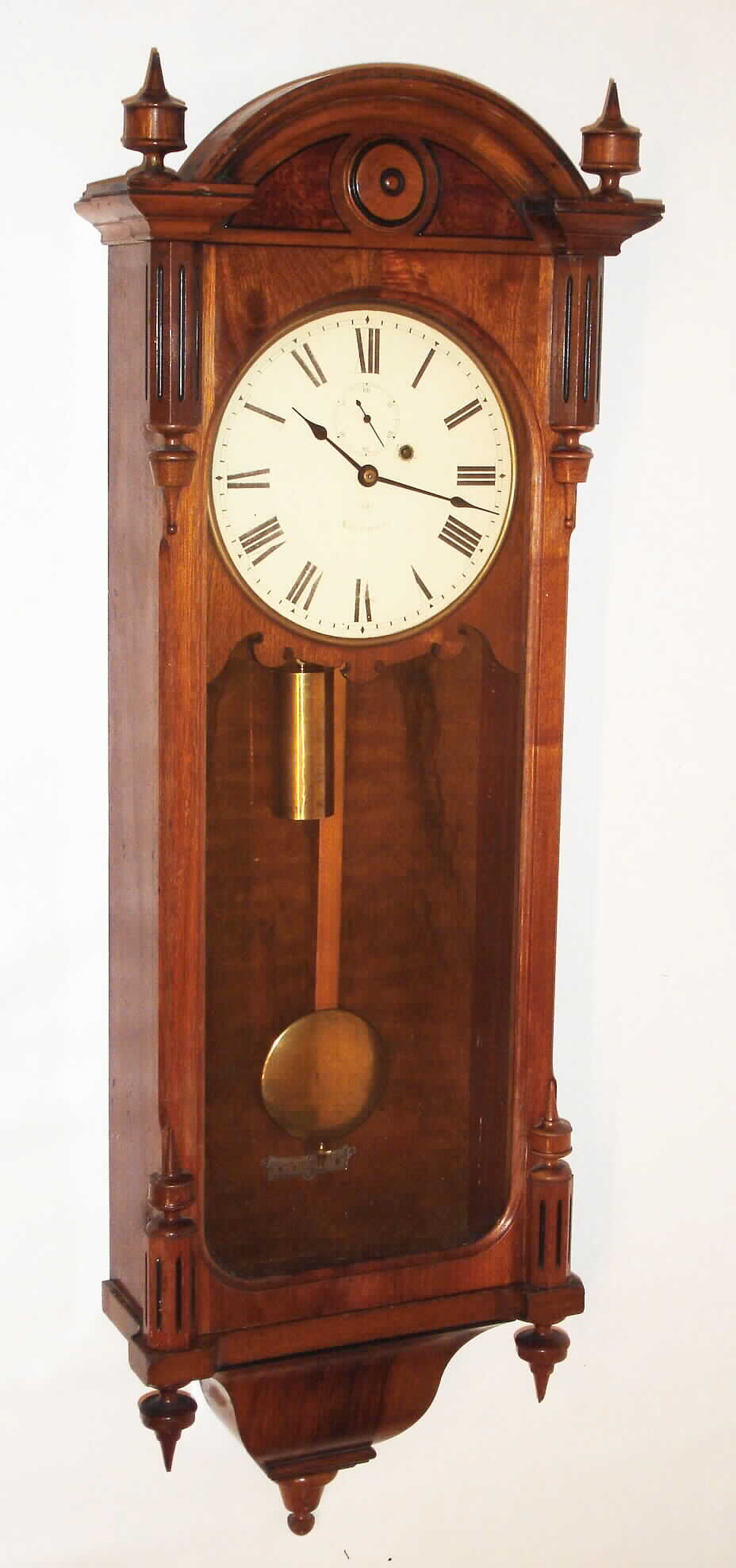 Seth Thomas Clock Co., Thomaston, Conn. "Regulator No. 6" walnut 8 day, time only weight driven wall clock, c1890 — Antique Clocks Price Guide