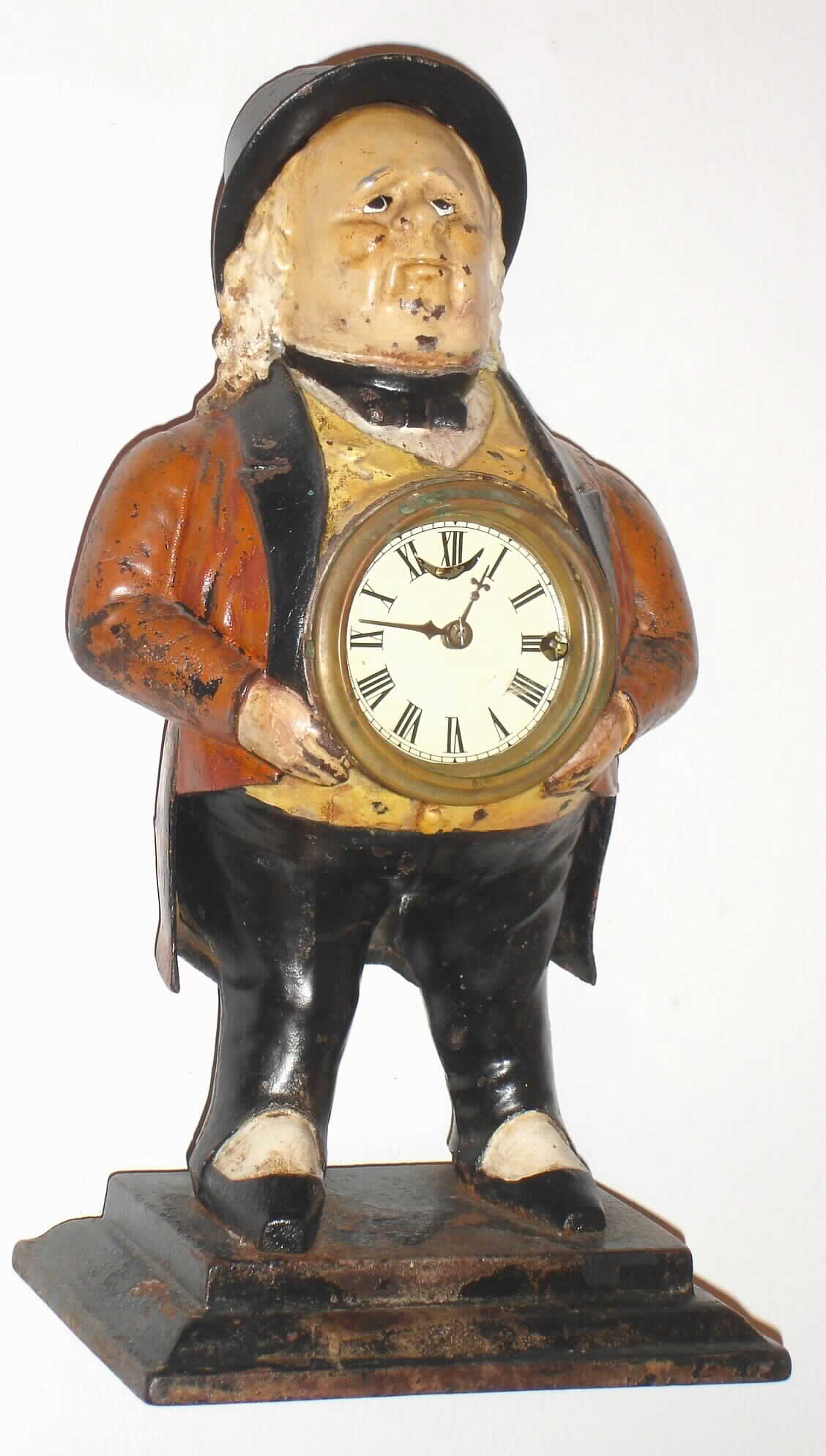 Bradley and Hubbard, Meriden, Conn., "John Bull", cast iron 30 hour winker or blinking eye time piece, c1865 — Antique Clocks Price Guide
