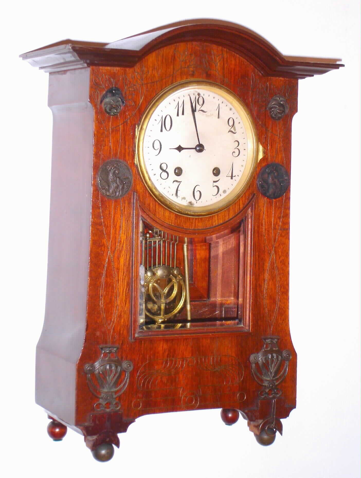 Lenzkirch, Germany, mahogany 8 day, time and strike Art Nouveau mantel clock, c1905 — Antique Clocks Price Guide