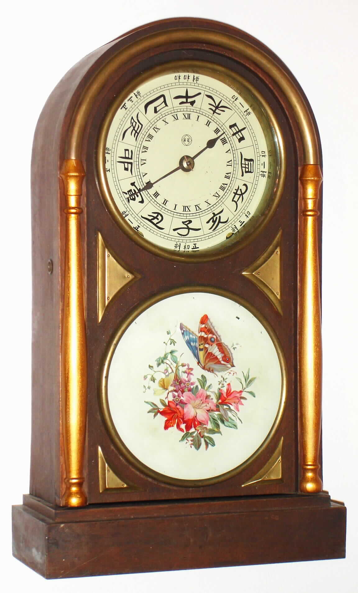 Seth Thomas Clock Co., Thomaston, Conn., "Chicago" walnut 8 day, time and strike city clock, Japanese dial, c1890 — Antique Clocks Price Guide