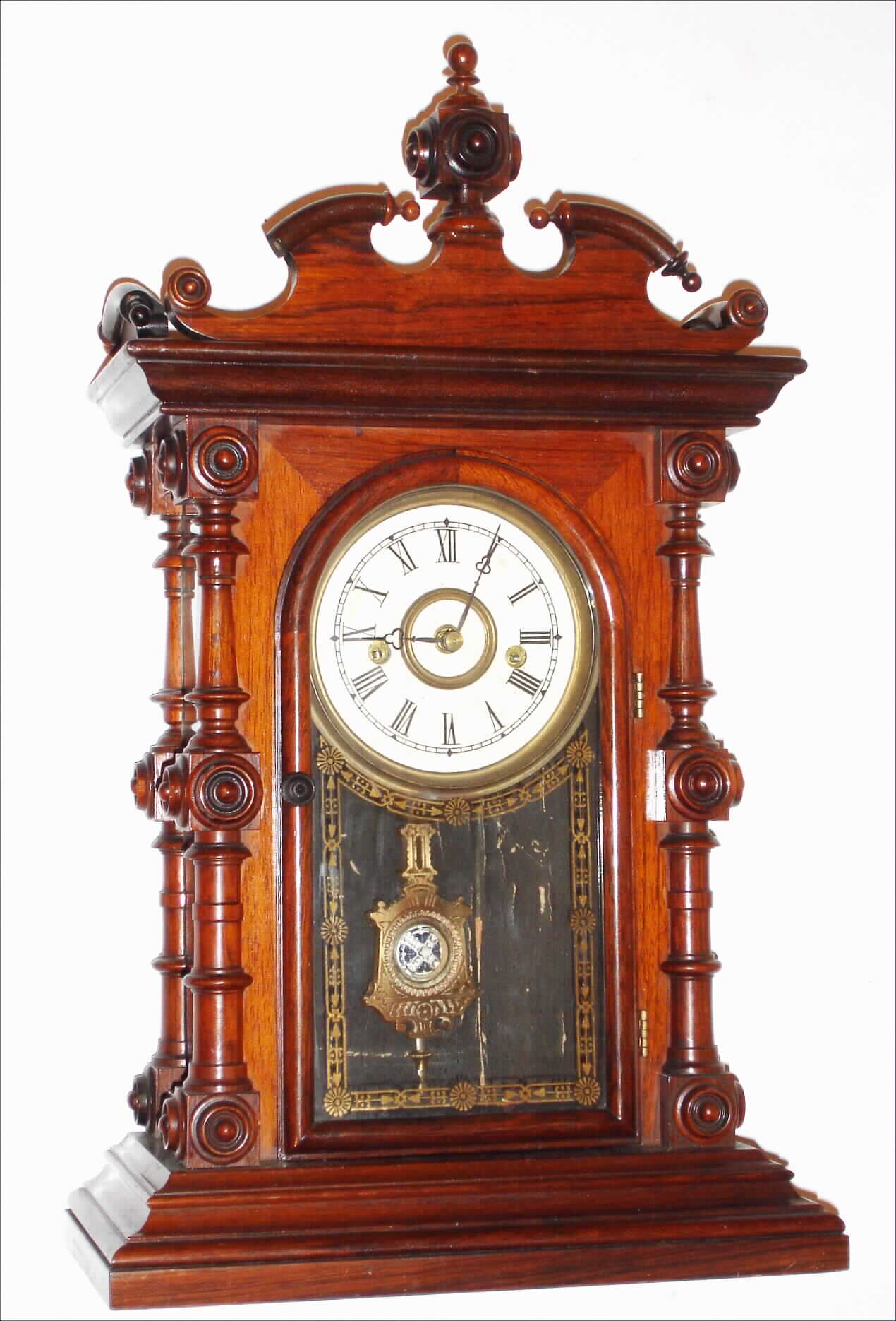 Welch, Spring and Co., Forestville, Conn., "Cary V.P." walnut 8 day, time and strike mantel clock, c1880 — Antique Clocks Price Guide