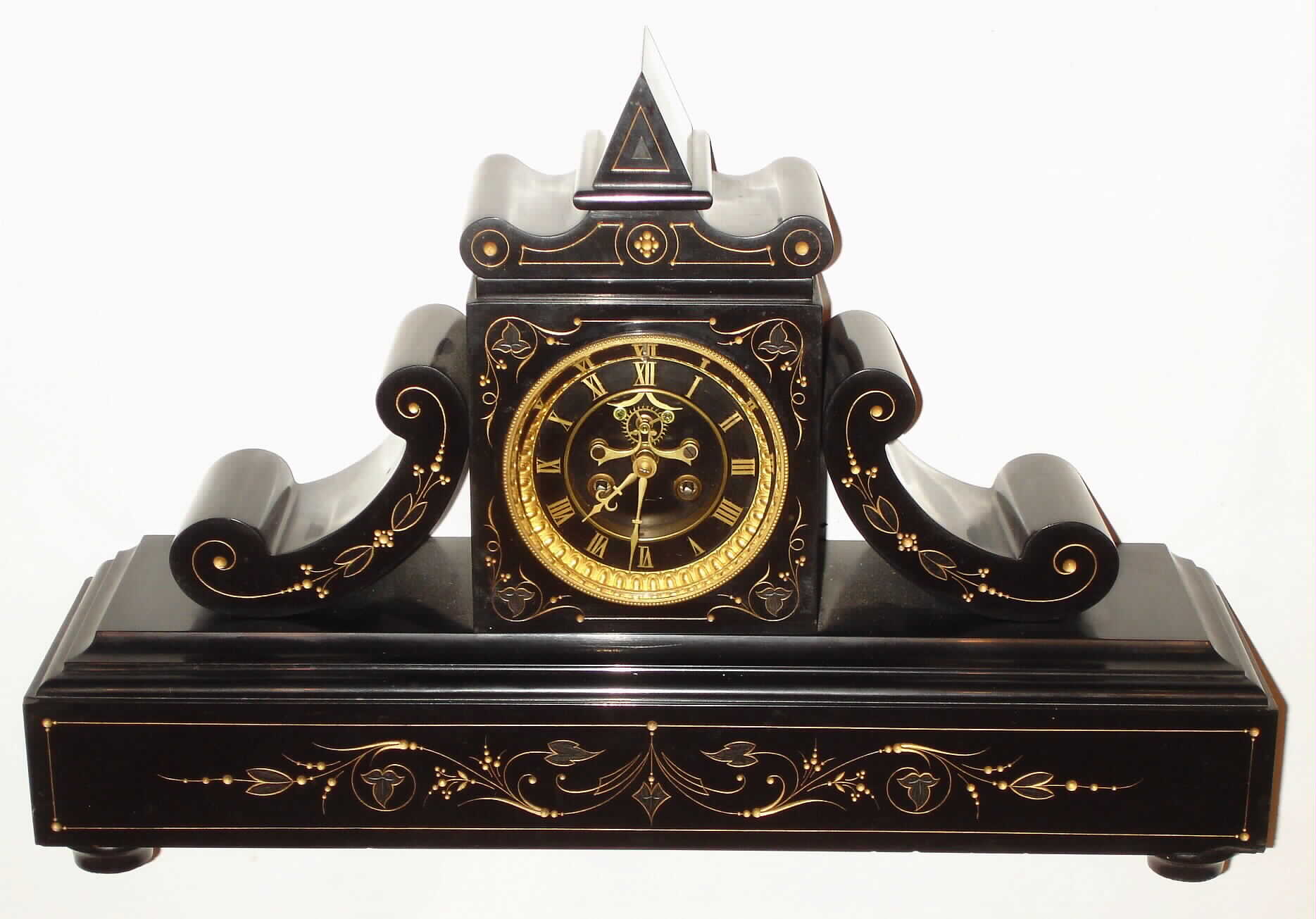French black marble time and strike 8 day mantel clock, c1900 — Antique Clocks Price Guide