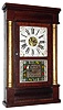 J. C. Brown, Forestville, Conn., 30 hour brass movement grain painted column shelf clock, c1845