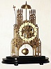 Skeleton clock, Chinese, in a cathedral frame, modern copy of English double fusee original, less dome, c.2002