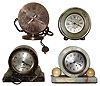 Clocks- 4 (Four) Deco electrics: round head marble and metal by Hamilton-Sangamo, Sunbeam, Seth Thomas and Manning-Bowman, c1930