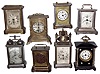Clocks- 8 (Eight) metal case carriage, various makers, late 19th and early 20th century