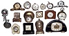 Clocks- (16) small vintage wind-ups, metal and Bakelite, various styles and makers, first half 20th century