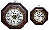 Clocks- 2 (Two) Waterbury Conn. "Octagon Marine" 30 hour: 6" with alarm, 4" with seconds indicator, c1890