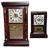 Clocks- 2 (Two) Seth Thomas 30 hour time and strike rosewood shelf models: shell column weight driven; and cottage, c1865