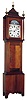 Elmer O. Stennes, Weymouth, Mass., "Rocking Ship Dwarf Tall Clock", 8 day, time only, weight driven movement in a mahogany sided case with mixed wood front and painted metal dial with rocking ship and lighthouse scene, c1970