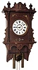 Waterbury Clock Co., Waterbury, Conn., "Study" unknown model wall clock, 8 day, time and strike, two weight driven movement in an oak case with papered dial, c1905