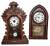 Clocks- 2 (Two) Bristol, Connecticut 8 day, time and strike wood mantel clocks, Brewster and Ingrahams, and E. Ingraham, late 1800's