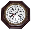 Waterbury Clock Co., Waterbury, Conn., "Calendar Lever" wall clock, 8 day, time and calendar, double spring driven movement with lever escapement in an octagonal rosewood veneer case with painted metal dial, c1875
