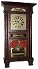 Marshall and Adams, Seneca Falls, N.Y., "Large Empire" shelf clock, 8 day, time and gong strike, weight driven movement in mahogany veneer case resting on bold carved claw feet with painted wooden dial and four reverse painted tablets (one in backboard), c1835