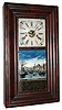 Forestville Manufact'g Company, (J.C. Brown) Bristol, Conn., "Ogee" mantel clock, 8 day, time and gong strike, weight driven movement in mahogany veneer case with silk screened lower tablet depicting unusual scene of Boston Harbor and painted wooden dial signed "J.C. Brown Bristol, CT. U.S.", c1850