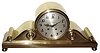 Chelsea Clock Co., Boston, Mass., retailed by T. and E. Dickinson Co., Buffalo "Tambour No. 3", 8 day, time and house strike, spring driven movement in a polished brass case with "Special" 6" silvered metal dial with raised applied numerals, c1915 s#103276