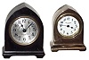 Clocks- 2 (Two) Connecticut miniature lancet case rear-wind desk time pieces, Seth Thomas and New Haven, early 20th century