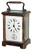 French brass 8 day, time and alarm corniche carriage clock, c1900