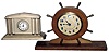 Clocks- 2 (Two) Connecticut novelty time pieces, Gilbert 8 day yacht wheel and Lux Celluloid 30 hour, early 20th century