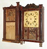 Clocks- 2 (Two): A Riley Whiting short pendulum clock with no door, Daniel Pratt, Jr. half column and splat and a Forestville Clock Co.