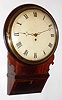 English, 8 day cable drive fusee tavern or round drop dial mahogany wall time piece, c1780.