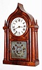 Brewster and Ingrahams, 8 day, time and strike, four pillar round gothic or onion top shelf clock, c1845