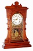 Waterbury Clock Co., Waterbury, Conn., "Medina" walnut 8 day, time, strike and calendar mantel clock, c1890