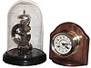 Clocks- 2 (Two) modern German time and strike brass, wood and glass mantel clocks, late 20th century.