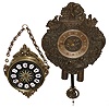 Clocks- 2 (Two) modern German metal 8 day, time and strike wall clocks, later 20th century