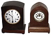 Clocks- 2 (Two)Waterbury Clock Co., Waterbury, Conn., 8 day mahogany mantel clocks: "Sussex" time and strike cabinet; "Chime Clock No. 900" Westminster chime; c1915