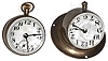 Clocks- 2 (Two) Waterbury Clock Co. glass ball and brass 30 hour time pieces: "Bulb" and "Sentinel", c1909