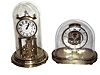 Clocks- 2 (Two) Kundo German brass clocks under glass domes: 400 day and electronic, mid 20th century