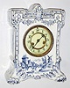 Waterbury Clock Co., Waterbury, Conn., "Parlor No. 42" 8 day, time and strike Delft style porcelain mantel clock, c1900