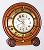 Waterbury Clock Co., Waterbury, Conn., "Motor Boat No. 1" brass 8 day marine time piece mounted in unique wood case, c1929