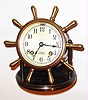 Chelsea Clock Co., Boston, Mass., "Clinton", 8 day, time and strike, ship's bell mantel or desk clock, s#269055 stamped on movement. Engraved on the base is the following: "Presented by the Officers and Crew of the USS Pecos to Commander Charles F. Fielding, U.S.N. 1940", c1939