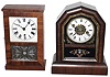 Clocks- 2 (Two) Connecticut small 30 hour cottage time pieces: S.B. Terry mahogany; Wm. L. Gilbert rosewood octagon top with alarm; c1870