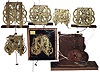 Clock movements- 7 (Seven) including one wooden works long case and six time and strike brass, 19th century