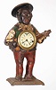 American, probably Bradley and Hubbard, "Sambo" 30 hour blinking eye time piece in painted cast iron case, c1865.