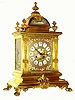 French cast brass and bronze 8 day, time and strike mantel clock, with Sevres porcelain panels, c1880