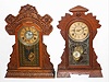 Clocks- 2 (Two) American 8 day, time and strike wood shelf clocks, Kroeber "Patrol" and E. Ingraham "Micha", late 19th century